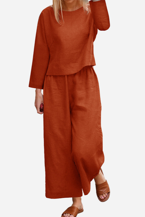 Conjunto Suelto de dos Piezas de Color Sólido