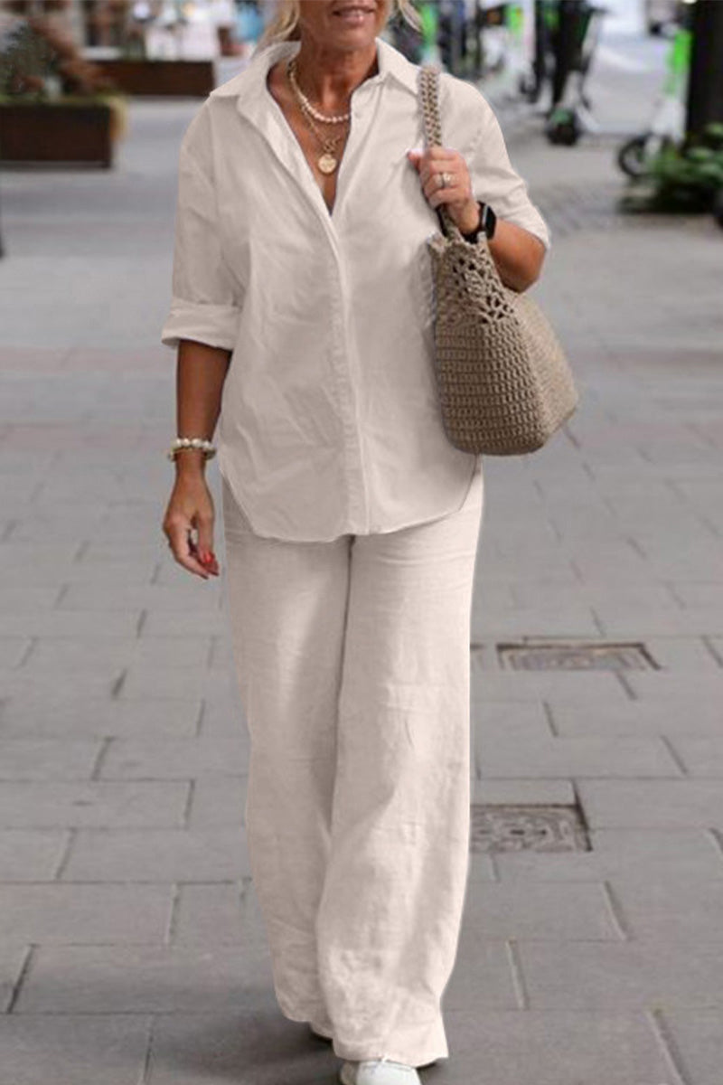 Conjunto de dos Piezas Relajado de Camisa y Pantalón