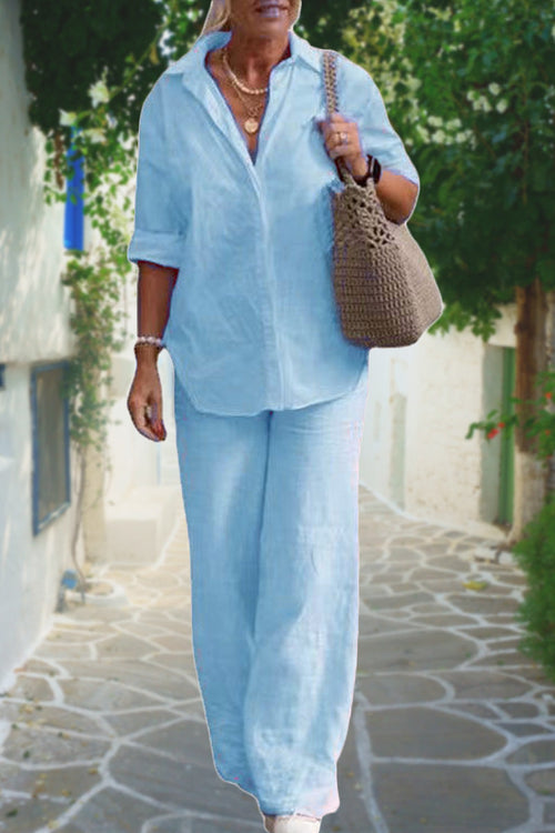 Conjunto de dos Piezas Relajado de Camisa y Pantalón