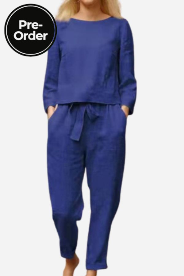 100% Conjunto de 2 Piezas Monocromo de Algodón y Lino