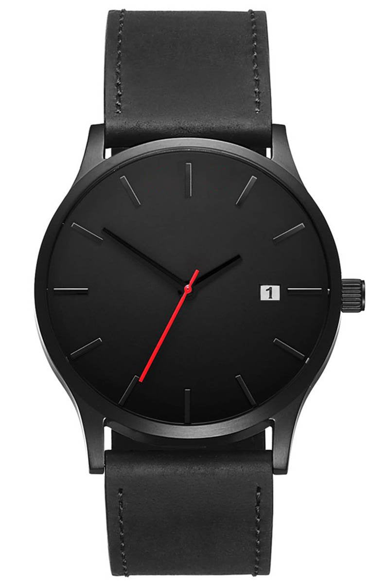 Reloj Clásico de Cuero Negro