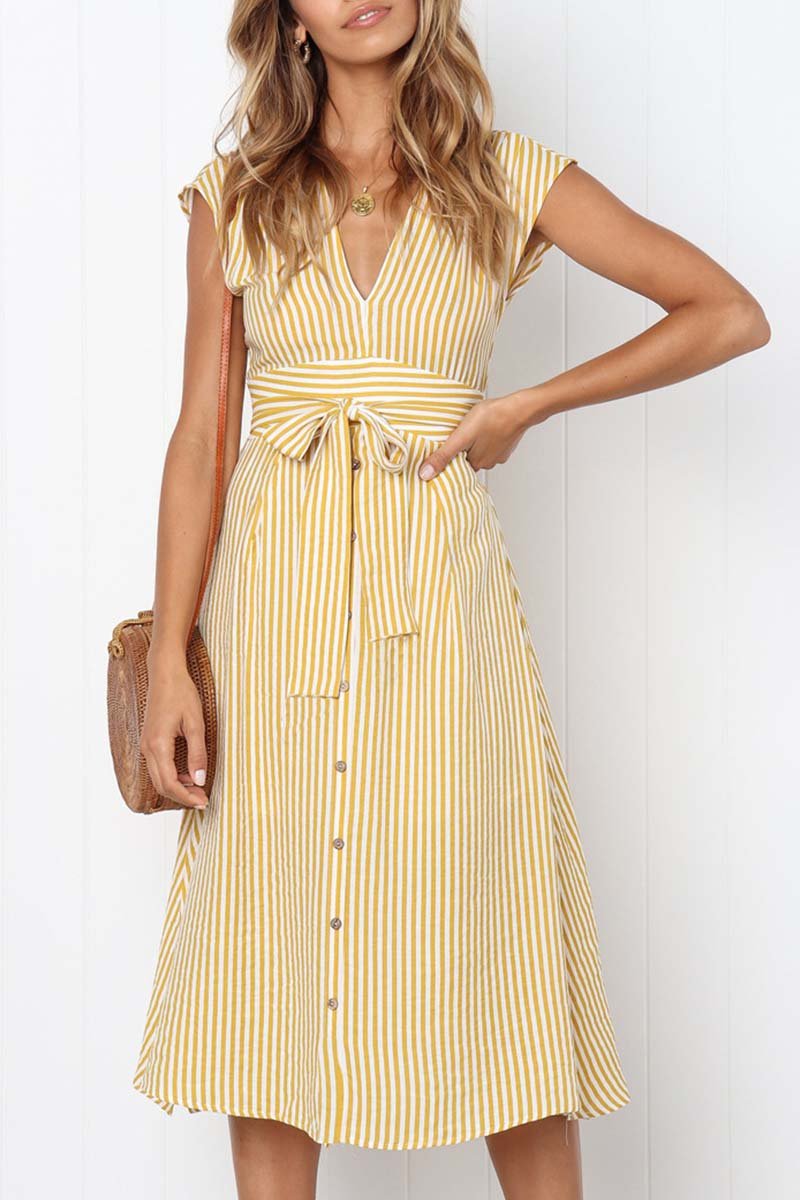 Vestido de tirantes midi a rayas