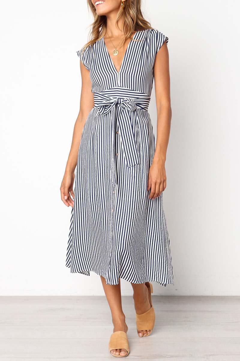 Vestido de tirantes midi a rayas