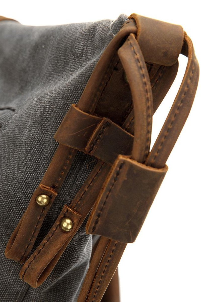 Bolso De Lona de Cuero Recortado