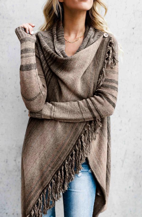 Chaqueta Chal Con Flecos