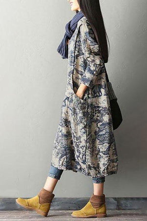 Vestido con Estampado de Porcelana Japones Azul
