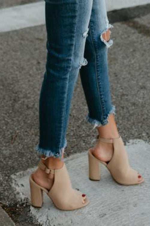 Botines Chunky Heel Peep Toe con Talón Abierto