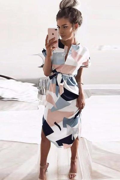 Vestido Silueta de Lápiz con Estampado Geométrico