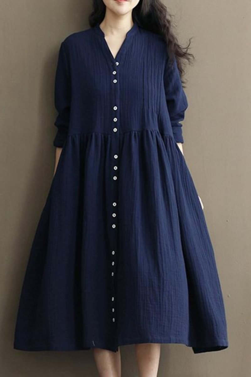 Vestido Largo con Botones Frontales