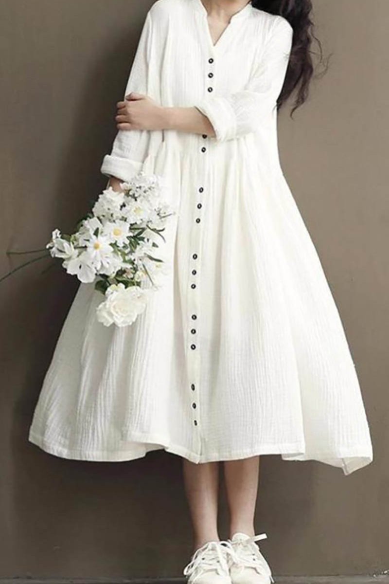 Vestido Largo con Botones Frontales