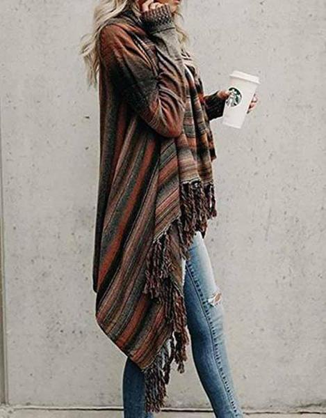 Chaqueta Chal Con Flecos