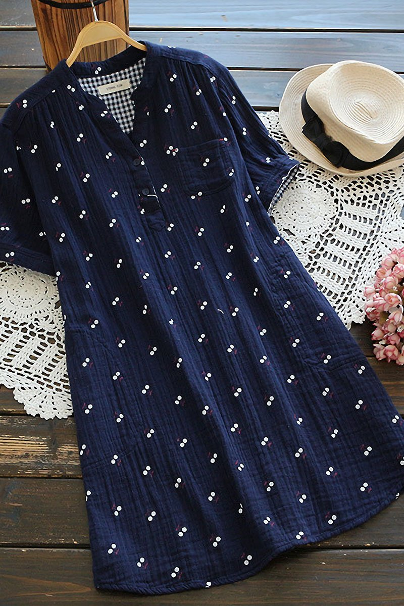 Vestido Camisero de Manga Corta con Estampado Salvaje